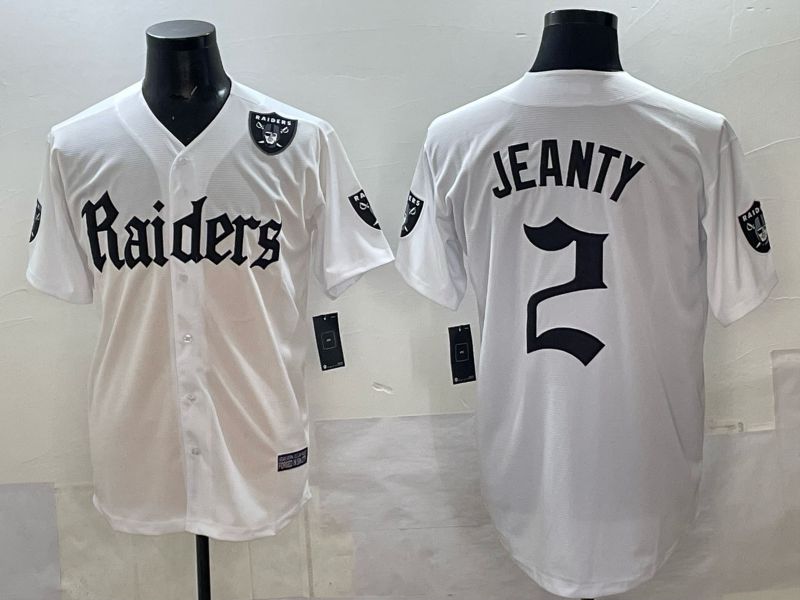 Men 2025 Oakland Raiders #2 Jeanty white 6th generation Joint Name Nike Limited NFL Jersey style 010